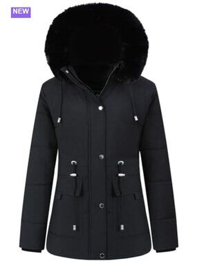 Women's Warm Winter Puffer Coat Thicken Fleece Lined Down Jacket